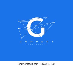 abstract vector technology electricity circuit letter G logo