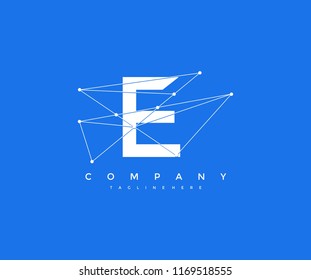 abstract vector technology electricity circuit letter E logo