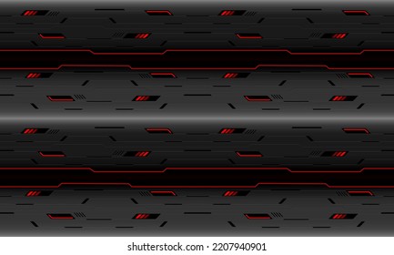 Abstract vector technology futuristic grey cyber black line circuit red light power geometric design seamless pattern background illustration.