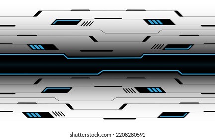 Abstract vector technology futuristic white cyber black line circuit blue light power geometric design seamless pattern background illustration.