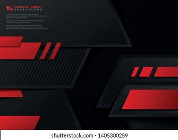 Abstract vector technology gradient red black geometric template background. You can use for poster, template, ad, presentation. illustration vector eps10