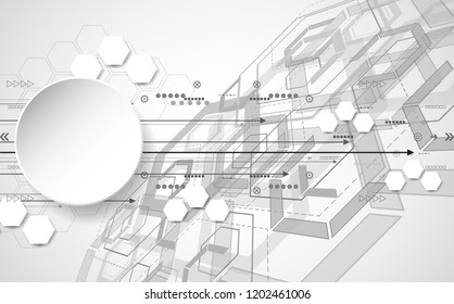 Abstract Vector Technology hexagon style illustration and geometric background.