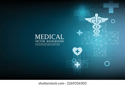 Abstrakte Vektortechnologie medizinischer Hintergrund.medical icons.futuristic.polygon.cross form.