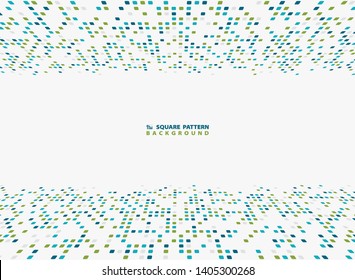 Abstract vector technology square blue and green modern cover design background. You can use for ad, poster, presentation, artwork, copy space of text. illustration vector eps10