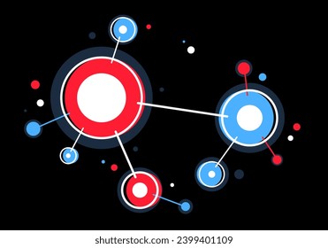 Abstract vector technology theme background with connected circles over dark, geometric design linear connection, software network system.
