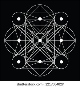 Abstract vector template arabesque with circles. Black background. For flyer, brochure, booklet and website design. Round geometric ornament.