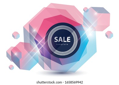 abstract vector template in bright colors with geometric shapes on a white background