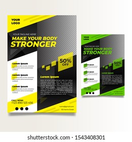 Abstract vector template for Brochure, Annual Report, Magazine, Poster, Corporate Presentation, Portfolio, Flyer, Market, infographic with yellow, green, and black color 