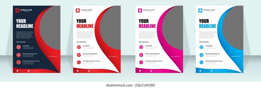 Plantilla vector abstracta. Diseño de folletos, diseño moderno de portada, afiche, volante, informe anual en A4 con triángulos coloridos, formas geométricas para tecnología, ciencia, mercado con fondo claro