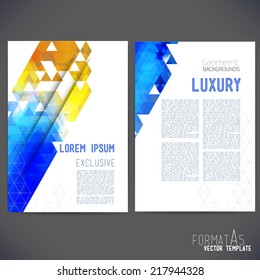 Abstract vector template design, brochure, Web sites, page, leaflet, with colorful geometric triangular backgrounds, text separately.