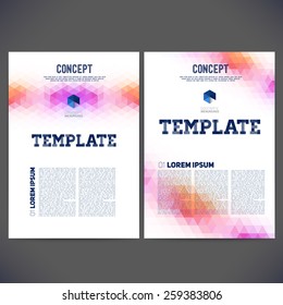 Abstract vector template design, brochure, Web sites, page, leaflet, with colorful geometric triangular backgrounds, logo and text separately.