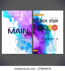 Abstract vector template design, brochure, Web sites, page, leaflet, with colorful watercolor backgrounds, logo and text separately.