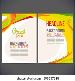 Abstract vector template design, brochure, Web sites, page, leaflet, with colored lines and waves, logo and text separately. Sport concept banners.Brazil 2016.