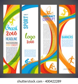 Abstract vector template design, brochure, Web sites, page, leaflet, with colored lines and waves, logo and text separately. Sport concept banners. Brazil 2016