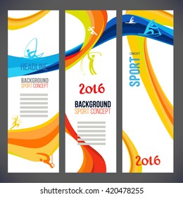 Abstract vector template design, brochure, Web sites, page, leaflet, with colored lines and waves, logo and text separately. Sport concept banners. 2016