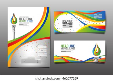 Abstract Vector,  Template Design , Brochure, Web Sites, Page, Leaflet, Color Lines , Waves, Sport Concept.