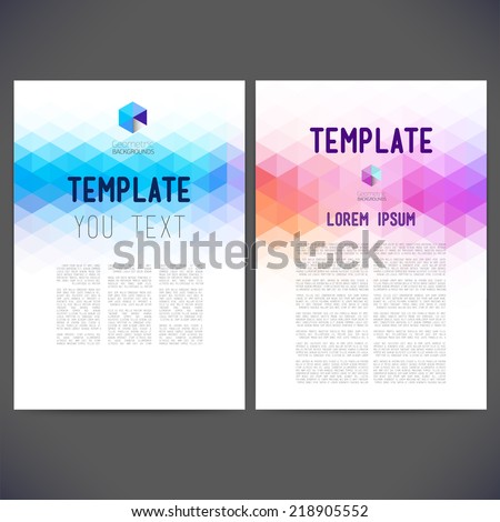 Abstract vector template design, brochure, Web sites, page, leaflet, with colorful geometric triangular backgrounds, logo and text separately for you.