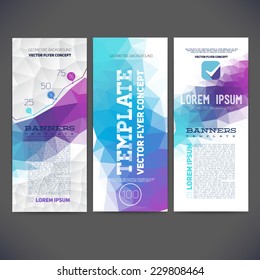 Abstract vector template design, brochure,banners, Web sites, page, leaflet, with colorful geometric triangular backgrounds, logo and text separately.