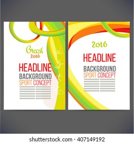 Abstract vector template design Brochure,Flyer,Layout template,Web sites, page,leaflet with colored lines and waves.logo and text separately. Sport concept banners.Sign Brazil 2016. info-graphics.