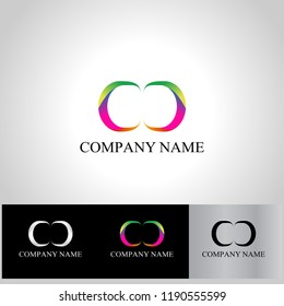 abstract vector template design with colored crescent
