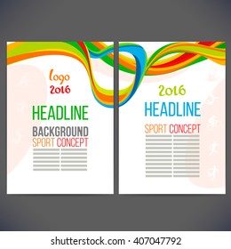 Abstract vector template design with colored lines and waves. Concept brochure, Web sites, page, leaflet, logo and text separately. Sport concept banners.Sign logo 2016.