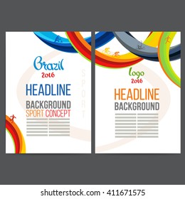 Abstract vector template design with colored lines and waves. Concept brochure, Web sites, page, leaflet, logo and text separately. Sport concept banners.Sign brazil 2016.