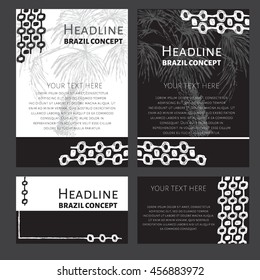 Abstract vector template design. Concept brochure, Web sites, page, leaflet, logo and text separately. Ipanema brazil style pattern with palm tree.