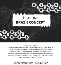 Abstract vector template design. Concept brochure, Web sites, page, leaflet, logo and text separately. Ipanema brazil style pattern with palm tree.