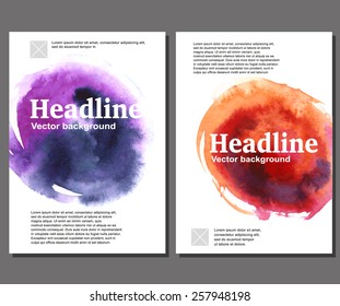 Abstract vector template design, flayers, brochure, web sites, page, leaflet, with colorful watercolor paint splash.