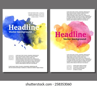 Abstract vector template design, flayers, brochure, web sites, page, leaflet, with colorful watercolor paint splash.