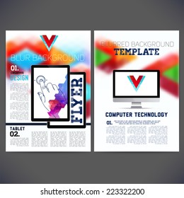 Abstract vector template design, flyer, brochure, Web sites, page, leaflet, with colorful blur backgrounds, logo and text separately.