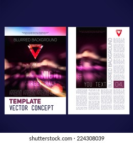 Abstract vector template design flyer, brochure, Web sites, page, leaflet, with colorful blur backgrounds city at night, logo and text separately.