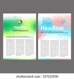 Abstract vector template design, flyers, brochure, web sites, page, leaflet, with colorful geometric triangular backgrounds.