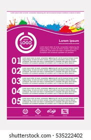 Abstract vector template design, vertical flayers, brochure, web sites, page, leaflet, with colorful watercolor paint splash