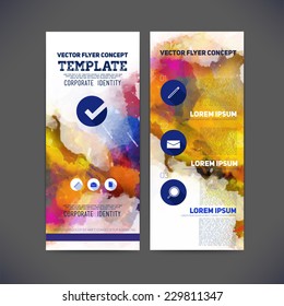 Abstract vector template flat design, flyer brochure, Web sites, page, leaflet, with colorful watercolor backgrounds, icons, logo and text separately for you.