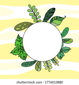 Plantilla vector abstracta con marco floral con hojas como fondo para el contenido de tus medios sociales y pancartas o folletos.