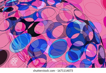 Abstract vector template with futuristic multicolored wire frame geometric shapes. 3D mesh digital science model concept. Web technology design. Wavy lines and grid texture. Optical art  pattern.
