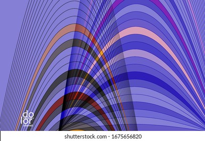 Plantilla vectorial abstracta con formas geométricas futuristas de armazón de alambre multicolor. Concepto de modelo de ciencia digital en malla 3D. Diseño de tecnología web. Líneas onduladas y textura de rejilla. Patrón de arte óptico.