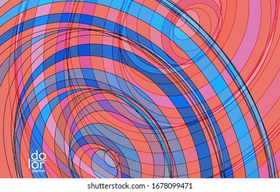 Abstract vector template with futuristic multicolored wire frame geometric shapes. 3D mesh digital science model concept. Web technology design. Wavy lines and grid texture. Optical art  pattern.