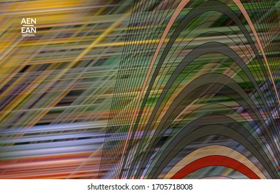 Abstract vector template with futuristic multicolored wire frame geometric shapes. 3D mesh digital science model concept. Web technology cover design. Wavy lines and grid texture. Optical art pattern