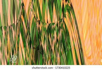 Abstract vector template with futuristic multicolored wire frame geometric shapes. 3D mesh digital science model concept. Web technology design. Wavy lines and grid texture. Optical art  pattern.