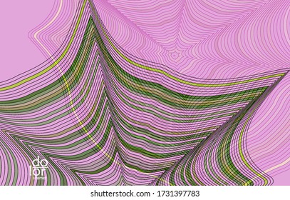 Abstrakte Vektorvorlage mit futuristischen, mehrfarbigen Drahtrahmen geometrischen Formen. 3D Mesh Digital Science Model Concept. Design der Webtechnologie. Wavy Linien und Gitter Textur. Kunstmuster.