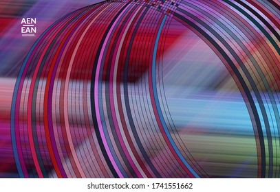 Abstract vector template with futuristic multicolored wire frame geometric shapes. 3D mesh digital science model concept. Web technology cover design. Wavy lines and grid texture. Optical art pattern