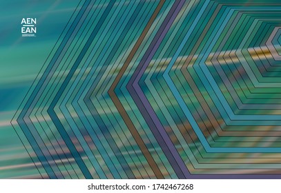 Abstract vector template with futuristic multicolored wire frame geometric shapes. 3D mesh digital science model concept. Web technology cover design. Wavy lines and grid texture. Optical art pattern