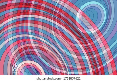Abstract vector template with futuristic multicolored wire frame geometric shapes. 3D mesh digital science model concept. Web technology design. Wavy lines and grid texture. Optical art  pattern.