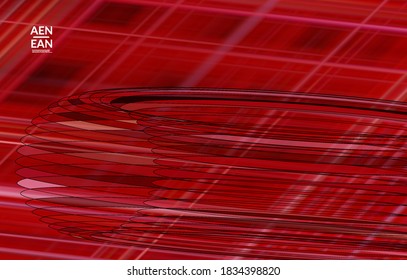 Abstract vector template with futuristic multicolored wire frame geometric shapes. 3D mesh digital science model concept. Web technology cover design. Wavy lines and grid texture. Optical art pattern