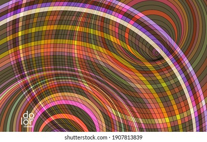 Abstrakte Vektorvorlage mit futuristischen, mehrfarbigen Drahtrahmen-geometrischen Formen. 3D-Mesh-Digital-Science-Modell-Konzept. Webtechnologiedesign. Wavy Linien und Gitterstruktur. Optisches Kunstmuster.