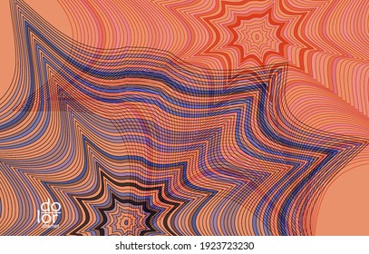 Plantilla de vector abstracto con formas geométricas futuristas multicolores de marco de alambre. concepto de modelo de ciencia digital en malla 3D. Diseño de tecnología web. Líneas onduladas y textura de cuadrícula. Patrón de arte óptico.