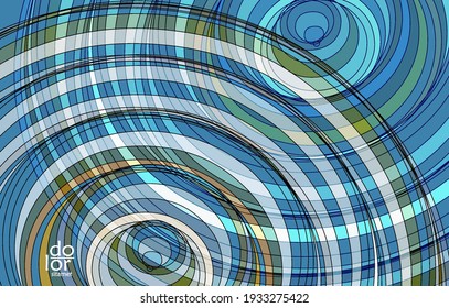 Abstrakte Vektorvorlage mit futuristischen, mehrfarbigen Drahtrahmen-geometrischen Formen. 3D-Mesh-Digital-Science-Modell-Konzept. Webtechnologiedesign. Wavy Linien und Gitterstruktur. Optisches Kunstmuster.