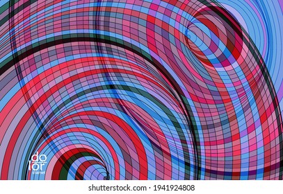 Abstract vector template with futuristic multicolored wire frame geometric shapes. 3D mesh digital science model concept. Web technology design. Wavy lines and grid texture. Optical art  pattern.